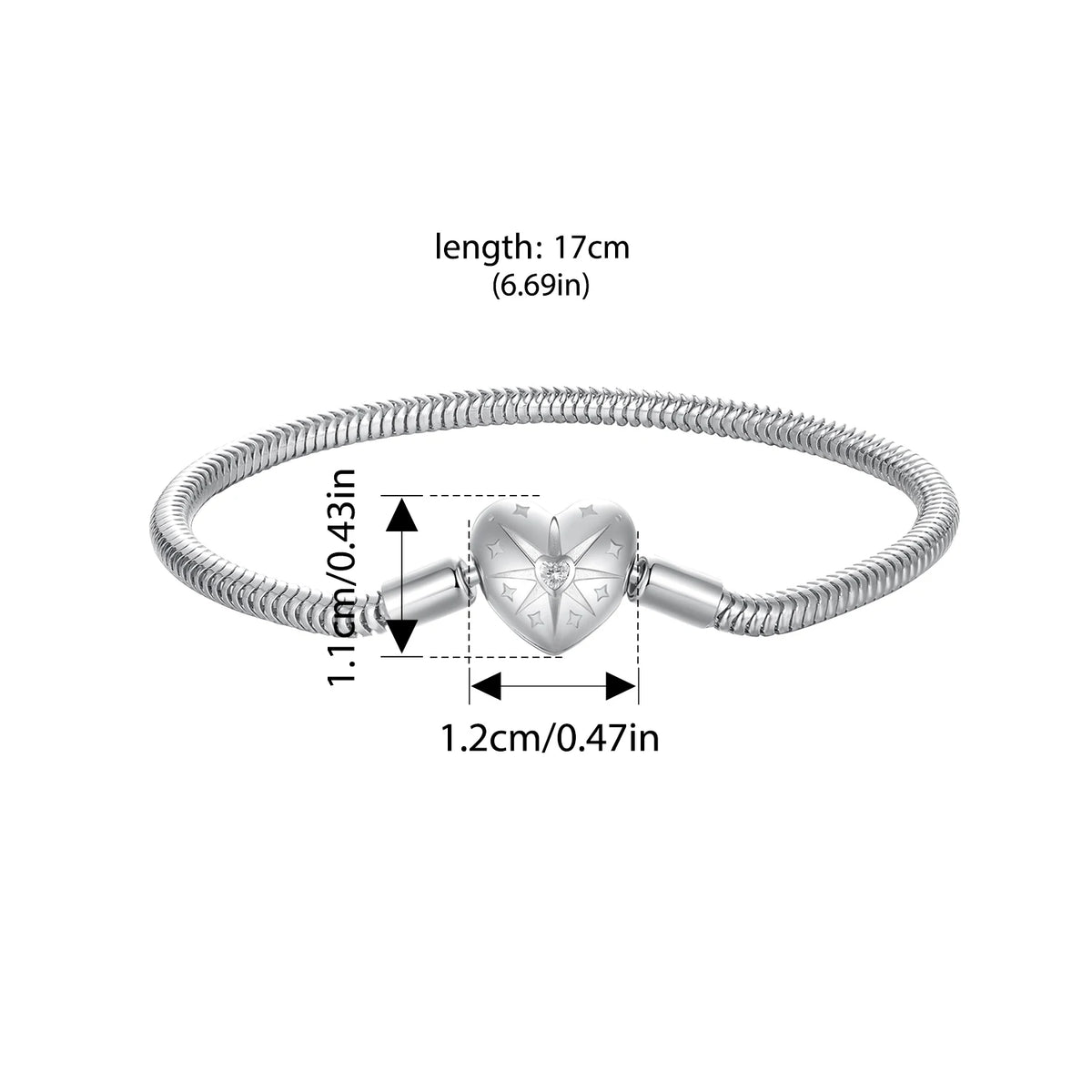 BAMOER 925 Sterling Silver Starburst Snake Chain Charm Bracelet for Women