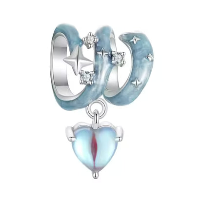 Charm Butterfly heart flower pink or light blue