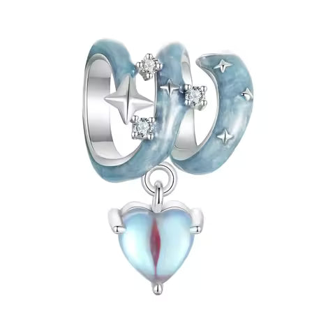Charm Butterfly heart flower pink or light blue