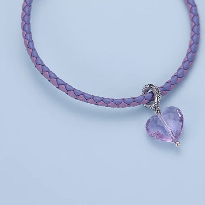 Lucky Charm Bracelet in genuine leather, three colors available with 925 silver four-leaf clover