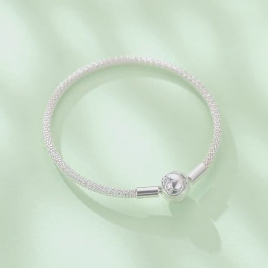 925 Sterling Silver Moon and Stars Charm Bracelet for Women